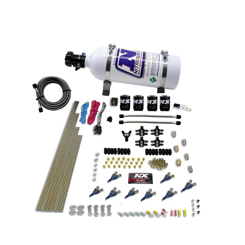 Nitrous Express 8 Cyl Piranha Direct Port 4 Solenoids Nitrous Kit (200-500HP) w/5lb Bottle (80001-05)