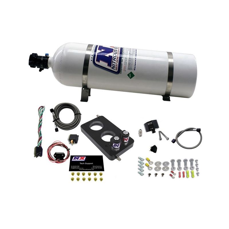 Nitrous Express 05-10 Ford Mustang 4.6L 3 Valve Nitrous Plate Kit (50-150HP) w/15lb Bottle (20947-15)