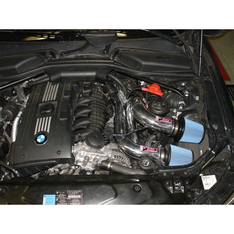 Injen 08-09 535i E60 3.0L L6 Twin intake and AMSOIL Filters Wrinkle Black Short Ram Intake (SP1130WB)