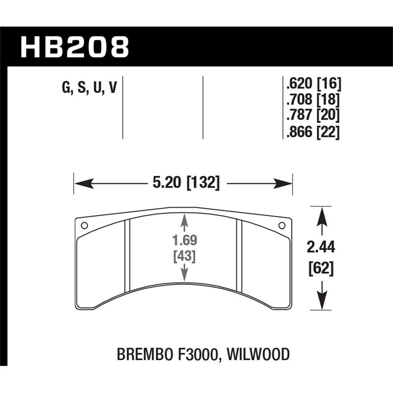 Hawk Performance Motorsports Brake Pads (HB208S.708)