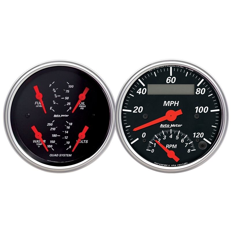 AutoMeter Designer 3-3/8in In-Dash Kit Box-Tach Speedo Combo and Elec Oil Press, H2O Temp, Volt, Fuel (1409)