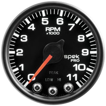 Load image into Gallery viewer, AutoMeter Spek-Pro Gauge Tach 2 1/16in 11K Rpm W/ Shift Light and Peak Mem Blk/Blk (P33632)