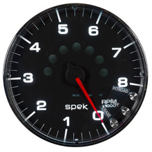 Load image into Gallery viewer, AutoMeter Spek-Pro Gauge Tachometer 5in 8K Rpm W/Shift Light and Peak Mem Black/Chrome (P238318)