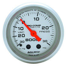 Load image into Gallery viewer, AutoMeter Ultra-Lite 52mm 30 PSI Mechanical Boost Gauge (4303)