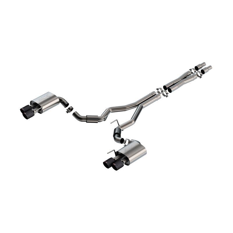 Borla 3 in ATAK Catback Non-Active Exhaust- Carbon Fiber Quad Tip for 2024 Ford Mustang GT 5.0L V8 (140970CFBA)