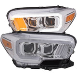 ANZO USA 2016-2017 Toyota Tacoma Projector Headlights w/ Plank Style Design Chrome w/ Amber (111378)