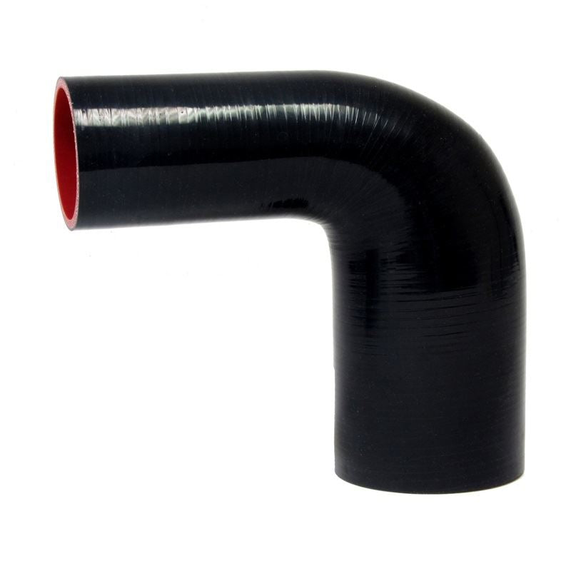 HPS 7/8" 1 3/8" ID High Temp 4 ply Reinforced Silicone 90 Degree Elbow Redu (HTSER90-087-138-BLK)