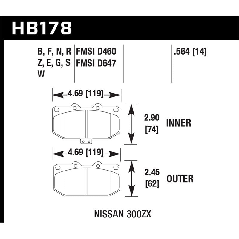 Hawk Performance Performance Ceramic Brake Pads (HB178Z.564)