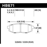 Hawk Performance DTC-70 Brake Pads (HB671U.628)