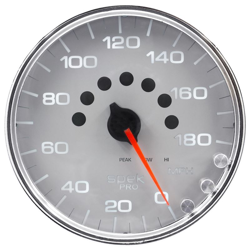 AutoMeter Spek-Pro Gauge Speedometer 5in 180 Mph Elec. Programmable Silver/Chrome (P23021)