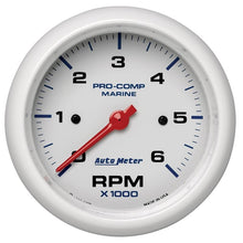 Load image into Gallery viewer, AutoMeter Marine White Ultra-Lite Gauge 3-3/8in Tachometer 6K RPM (200752)