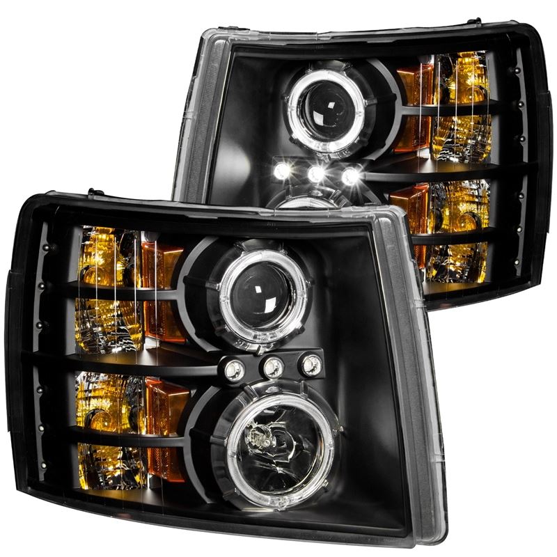 ANZO USA 2007-2013 Chevrolet Silverado 1500 Projector Headlights w/ Halo Black (111200)