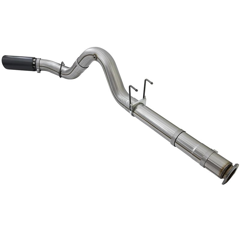 aFe Large Bore-HD 5 IN 409 Stainless Steel DPF-Back Exhaust System w/Black Tip (49-43090-B)