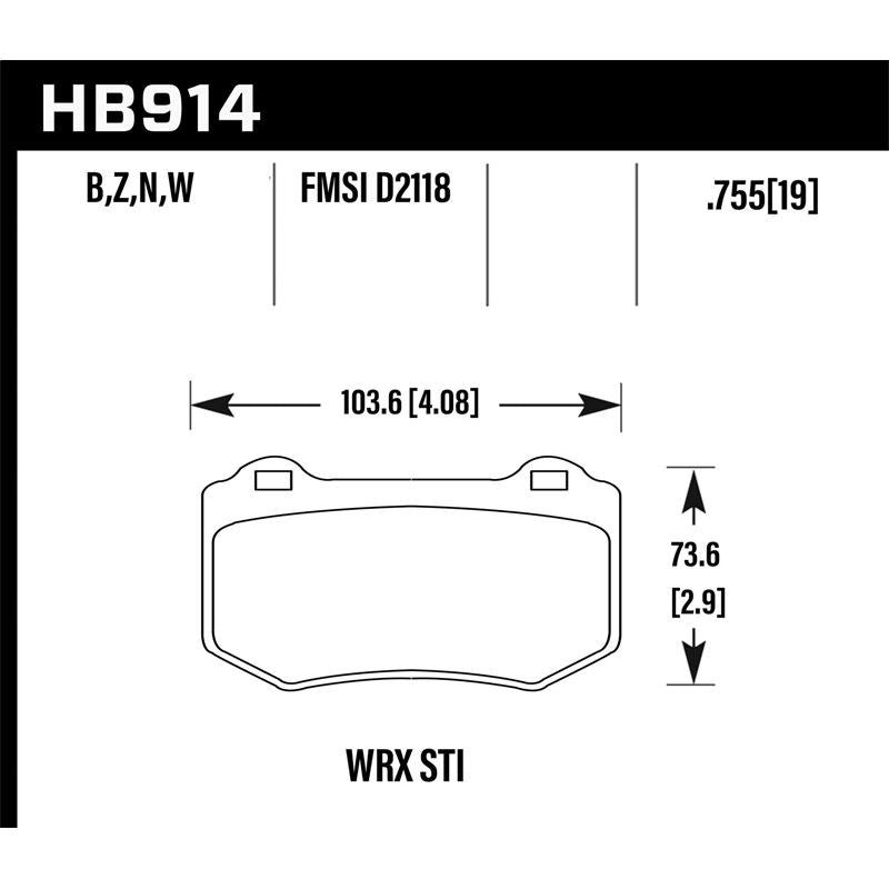 Hawk Performance DTC-30 Disc Brake Pad for 2018-2019 Subaru WRX STI (HB914W.580)