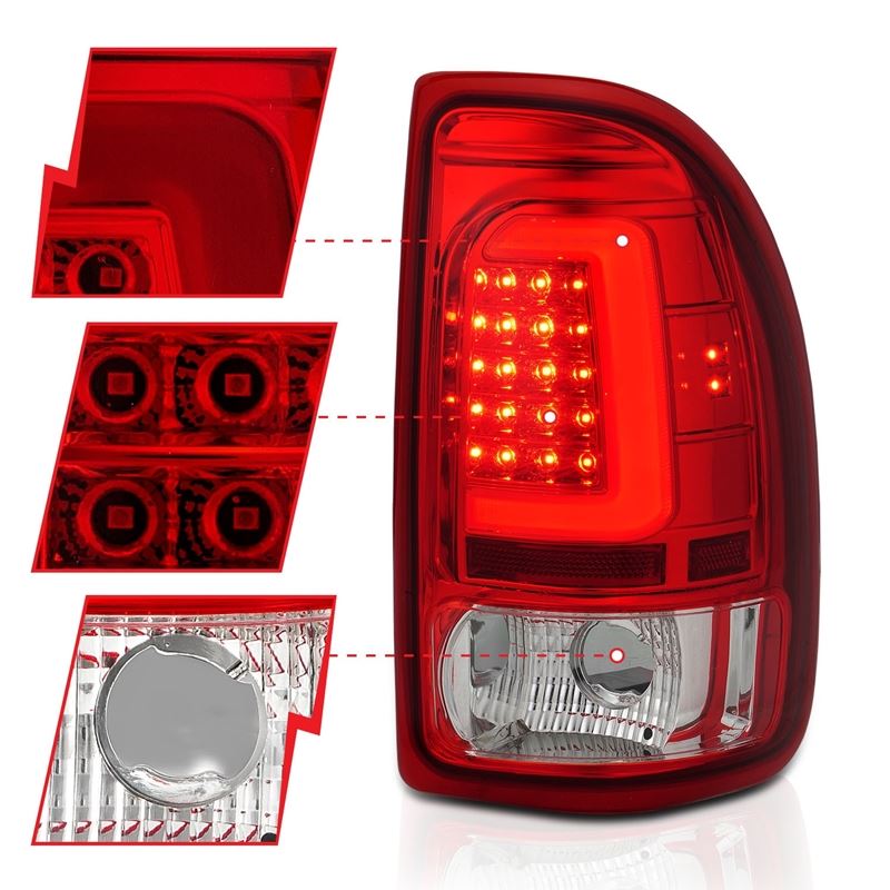 ANZO USA Tail Light Assembly, LED, Red Lens, Chrome Housing, Pair, (311349)