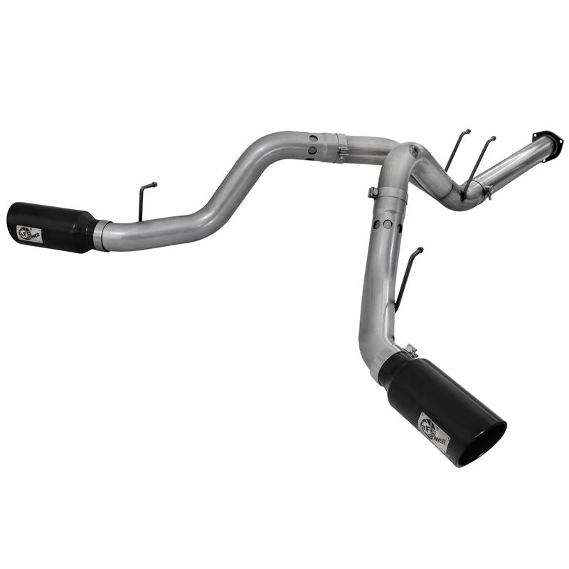 aFe Large Bore-HD 4 IN 409 Stainless Steel DPF-Back Exhaust System w/Black Tip (td) (49-43122-B)