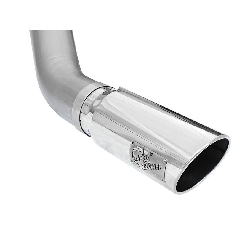 aFe Large Bore-HD 5 IN 409 Stainless Steel DPF-Back Exhaust System w/Polished Tip (49-42051-1P)