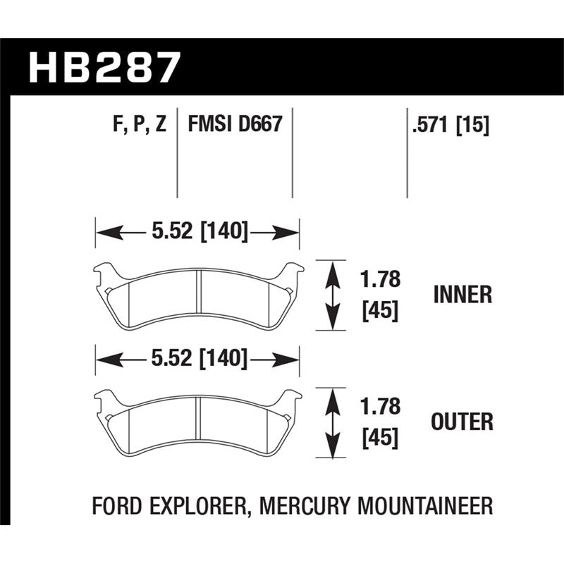 Hawk Performance Performance Ceramic Brake Pads (HB287Z.571)