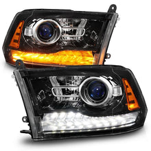 Load image into Gallery viewer, ANZO USA LED Plank Style Headlights w/Switchback+Sequential Hyper Black (OE Style) for 09-18 Dodge 1500-3500 (111608)