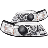 ANZO USA 1999-2004 Ford Mustang Projector Headlights Chrome (121043)