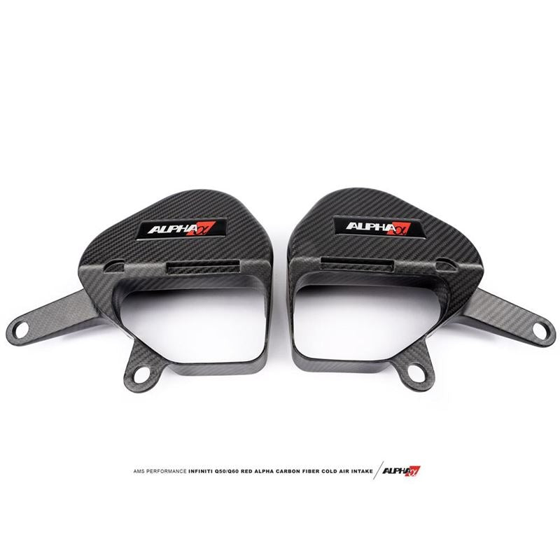 AMS Performance Infiniti Q50 / Q60 Red ALPHA Matte Carbon Intake Covers (ALP.28.06.0004-1)