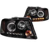 ANZO USA 2004-2008 Ford F-150 Projector Headlights w/ Halo and LED Black (111028)