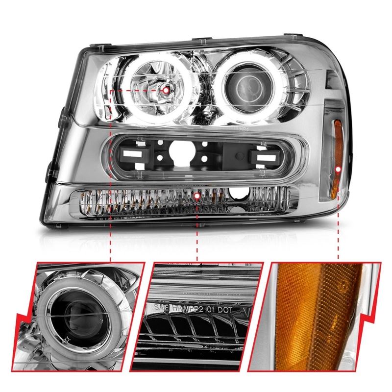 ANZO USA Projector Headlight for Chevrolet Trailblazer 02-09, Trailblazer EXT 02-06 (111573)