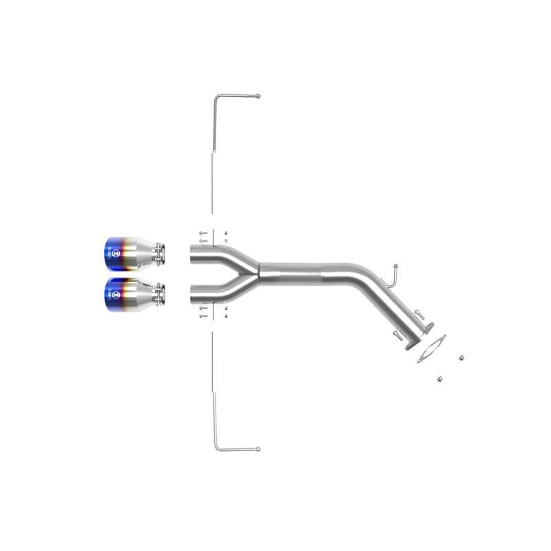 Takeda 3 IN to 2-1/2 IN 304 Stainless Steel Axle-Back Exhaust w/ Blue Flame Tip (49-37012-L)