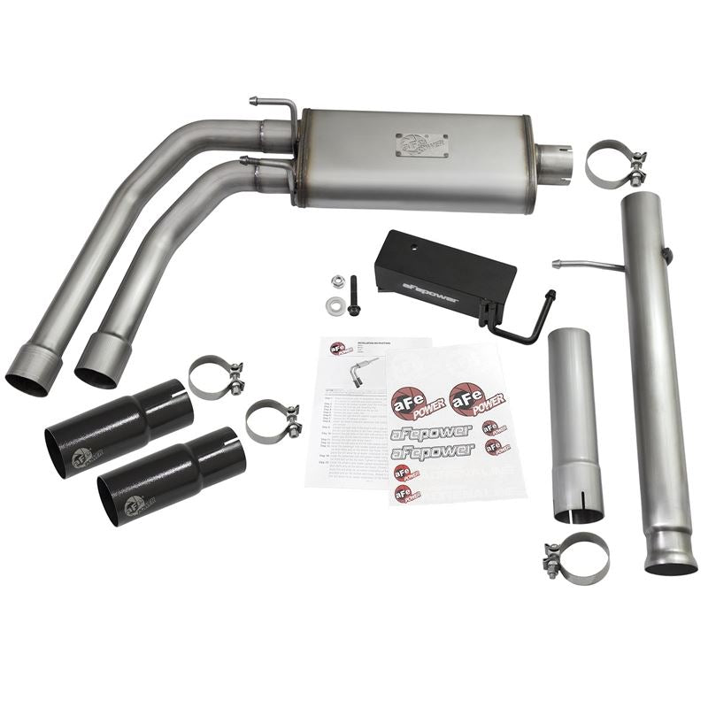 aFe Rebel Series 3 IN to 2-1/2 IN 409 Stainless Steel Cat-Back Exhaust w/Black Tip (49-44062-B)