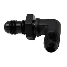 Load image into Gallery viewer, DeatschWerks 6AN Male Flare to 6AN Male Flare Bulkhead Adapter 90-Degree - Anodized Matte Black(6-02-0710-B)