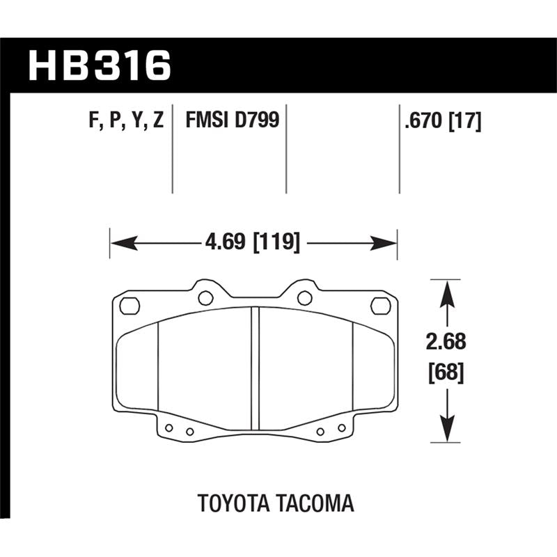 Hawk Performance Performance Ceramic Brake Pads (HB316Z.670)