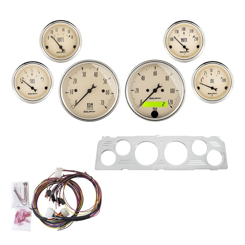 AutoMeter 6 Gauges Direct-Fit Dash Kit - Antique Beige for 64-66 Chevy (7043-AB)