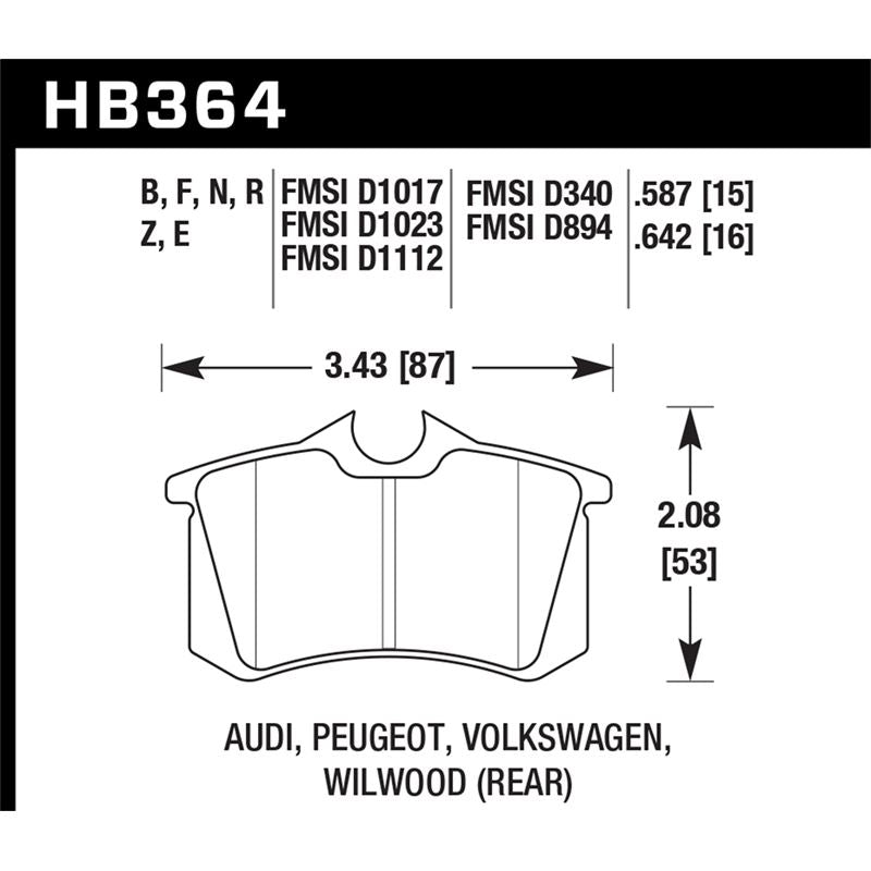 Hawk Performance Performance Ceramic Brake Pads (HB364Z.642)