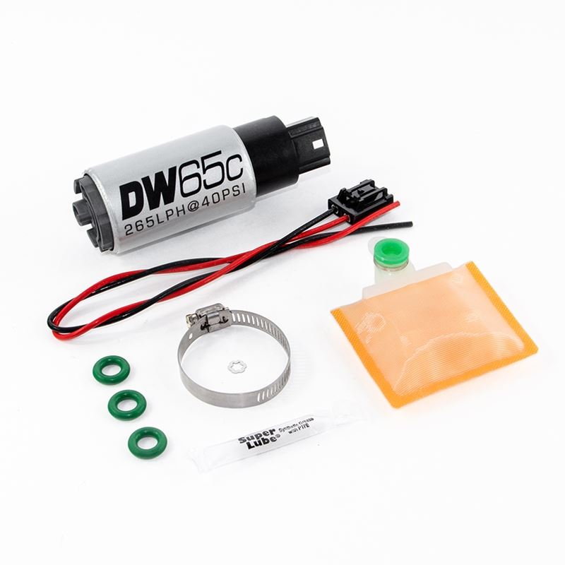 Deatschwerks DW65C series, 265lph compact fuel pump (in-tank) without mounting clips w/ install kit (9-651-1017)