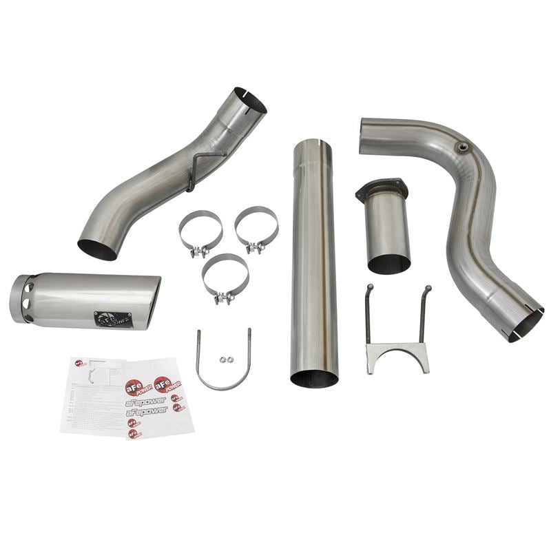 aFe Large Bore-HD 5 IN 409 Stainless Steel DPF-Back Exhaust System w/Polished Tip (49-43090-P)