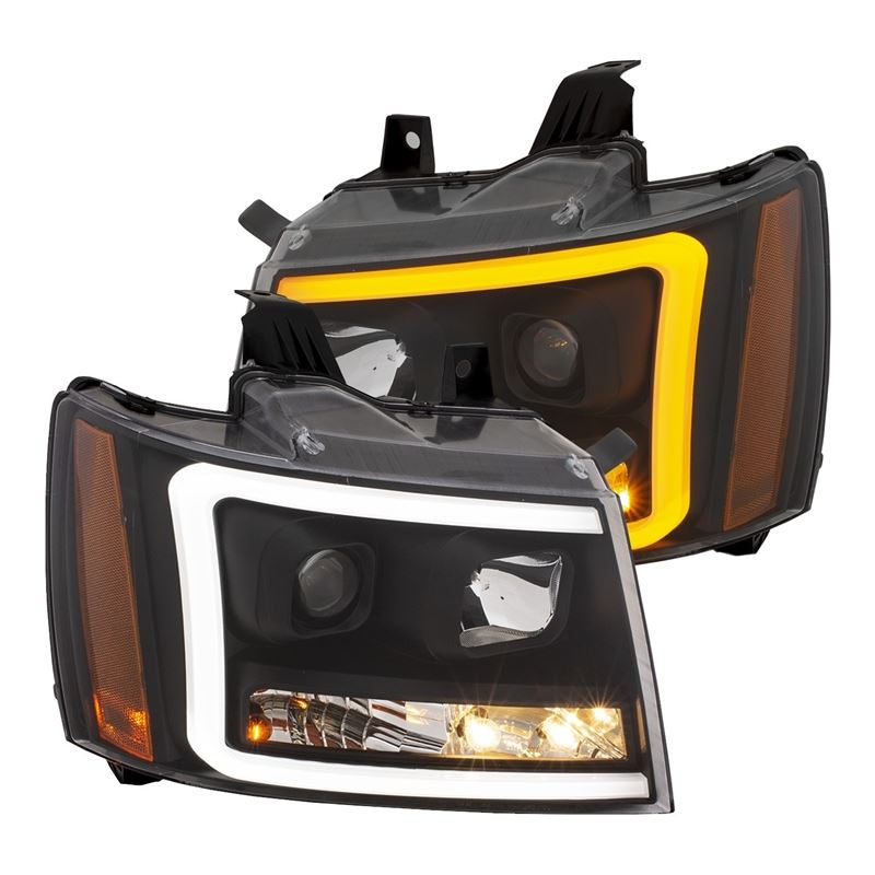 ANZO USA Projector Headlights w/Plank Style Switchback, Black w/Amber, Pair (111402)