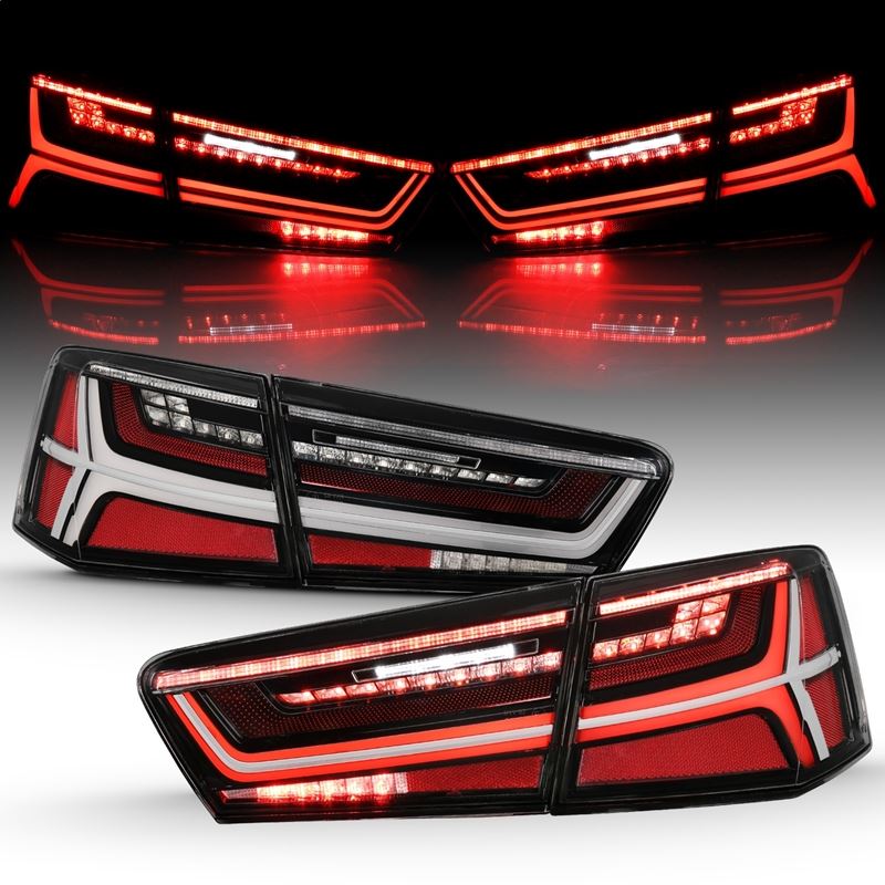 ANZO USA Tail Light Assembly, LED, Clear Lens, Black Housing, Pair, 4 PCS, w/Sequential Signal, (321352)