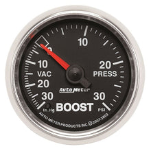 Load image into Gallery viewer, AutoMeter GS 52mm 30 In Hg.-Vac/30 PSI Mechanical Vacuum/Boost Gauge (3803)