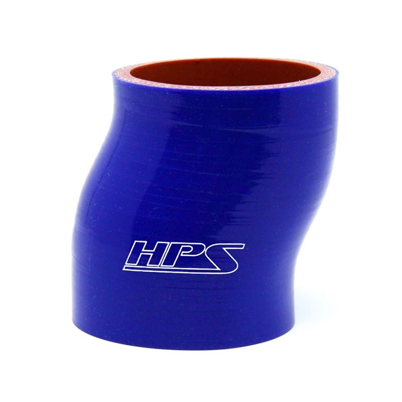 HPS 2.5" ID, 3" Long High Temp 4 ply Reinforced Silicone Offset Coupler Ho (HTSOC-250-BLUE)