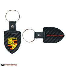 Load image into Gallery viewer, Fabspeed Porsche Crest and Script Carbon Fiber Keyring (FS.POR.CFKR)