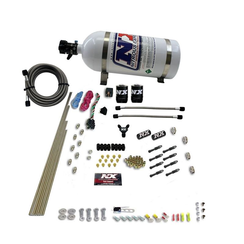 Nitrous Express 8 Cyl Dry Direct Port 2 Solenoids Nitrous Kit (200-600HP) w/10lb Bottle (93006-10)