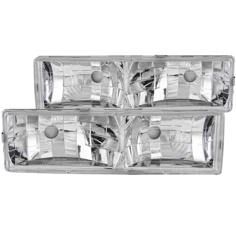 ANZO USA 1988-1998 Chevrolet C1500 Crystal Headlights Chrome w/o Bulbs (111136)