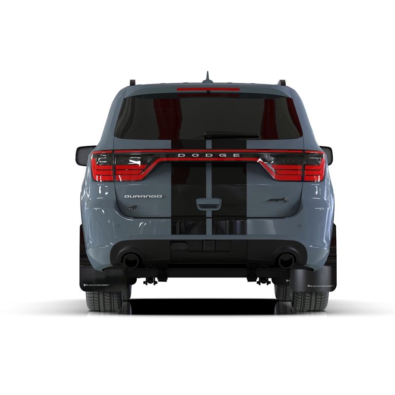 Rally Armor Black UR Mud Flap White Logo for 2016-2022 Dodge Durango (MF55-UR-BLK/WH)