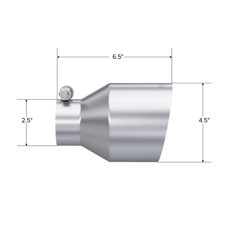 MBRP Exhaust Universal Stainless Steel Tip 2.5in ID / 4.5in OD Out / 6.5in Length Angle Cut Single Wall (T5191)