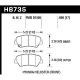 Hawk Performance HPS 5.0 Disc Brake Pad for 2013-2014 Hyundai Elantra (HB735B.666)