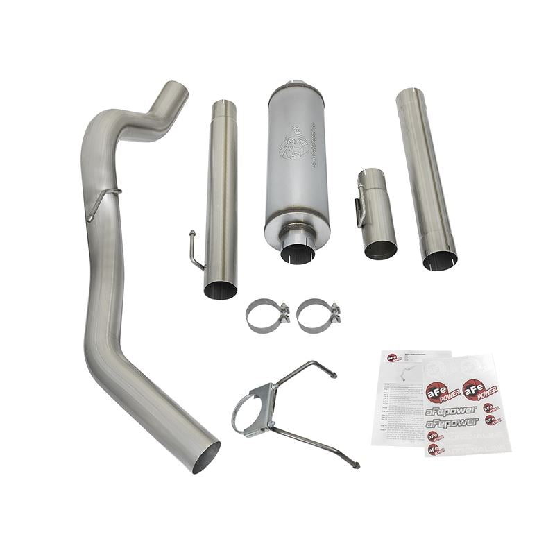 aFe Large Bore-HD 4 IN 409 Stainless Steel Cat-Back Exhaust System w/o Tip (49-12005)