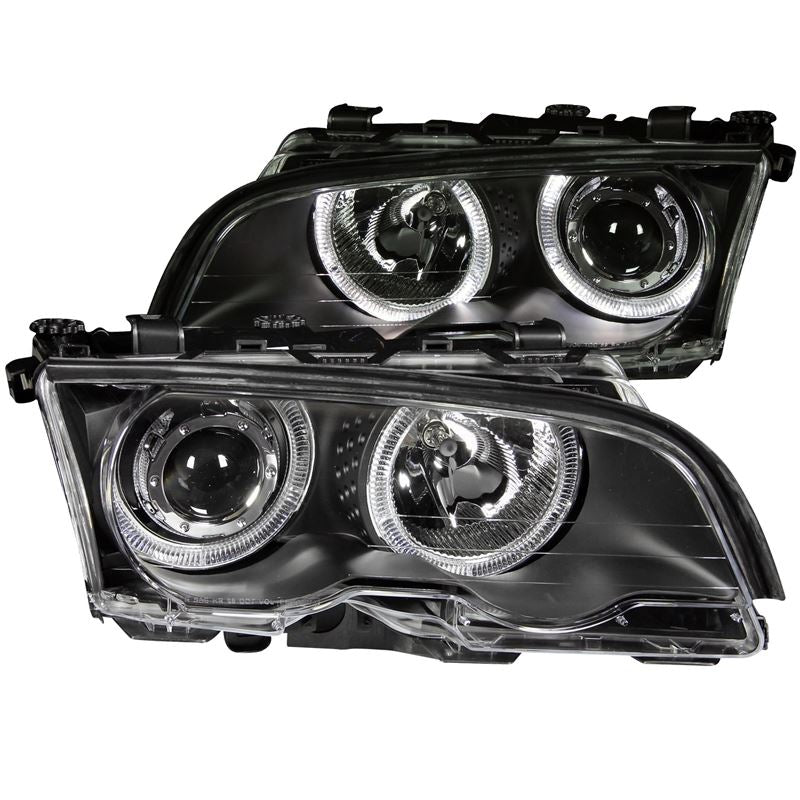 ANZO USA 1999-2001 BMW 3 Series E46 Projector Headlights w/ Halo Black (121015)