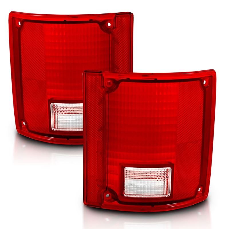 ANZO USA Tail Light Assembly, Red/Clear Lens, w/o Chrome Trim Fleetside, Pair, OE Replacement, (311317)