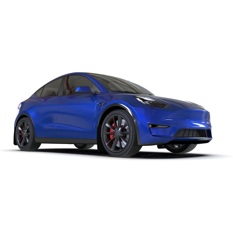 Rally Armor Black UR Mud Flap w/ Blue Logo for 2020-2022 Tesla Y (MF72-UR-BLK/BL)