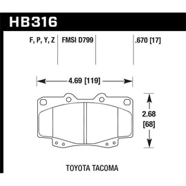 Hawk Performance HPS Brake Pads (HB316F.670)